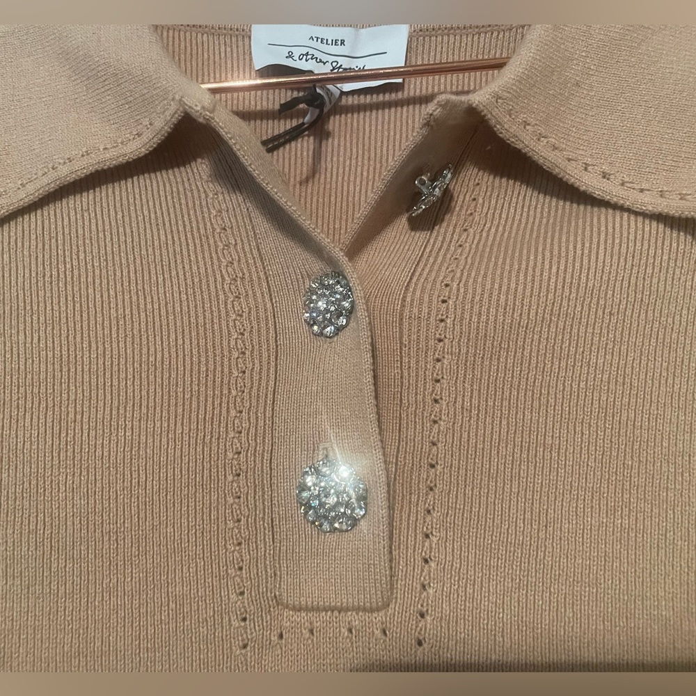& Other Stories dress-ribbed sweater with rhinestone buttons, fits a S or XS NWT - Picture 2 of 12